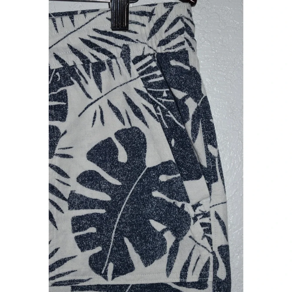 Nautica Womens LARGE Linen Blend Shorts Pull-On Tropical Hawiian Pockets Blue - Picture 6 of 16
